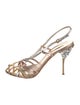 Miu Miu Leather Crystal Embellishments Slingback Sandals