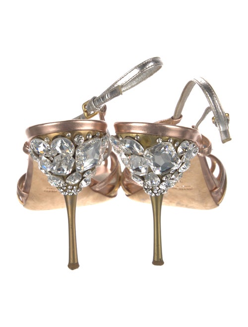 Miu Miu Leather Crystal Embellishments Slingback Sandals