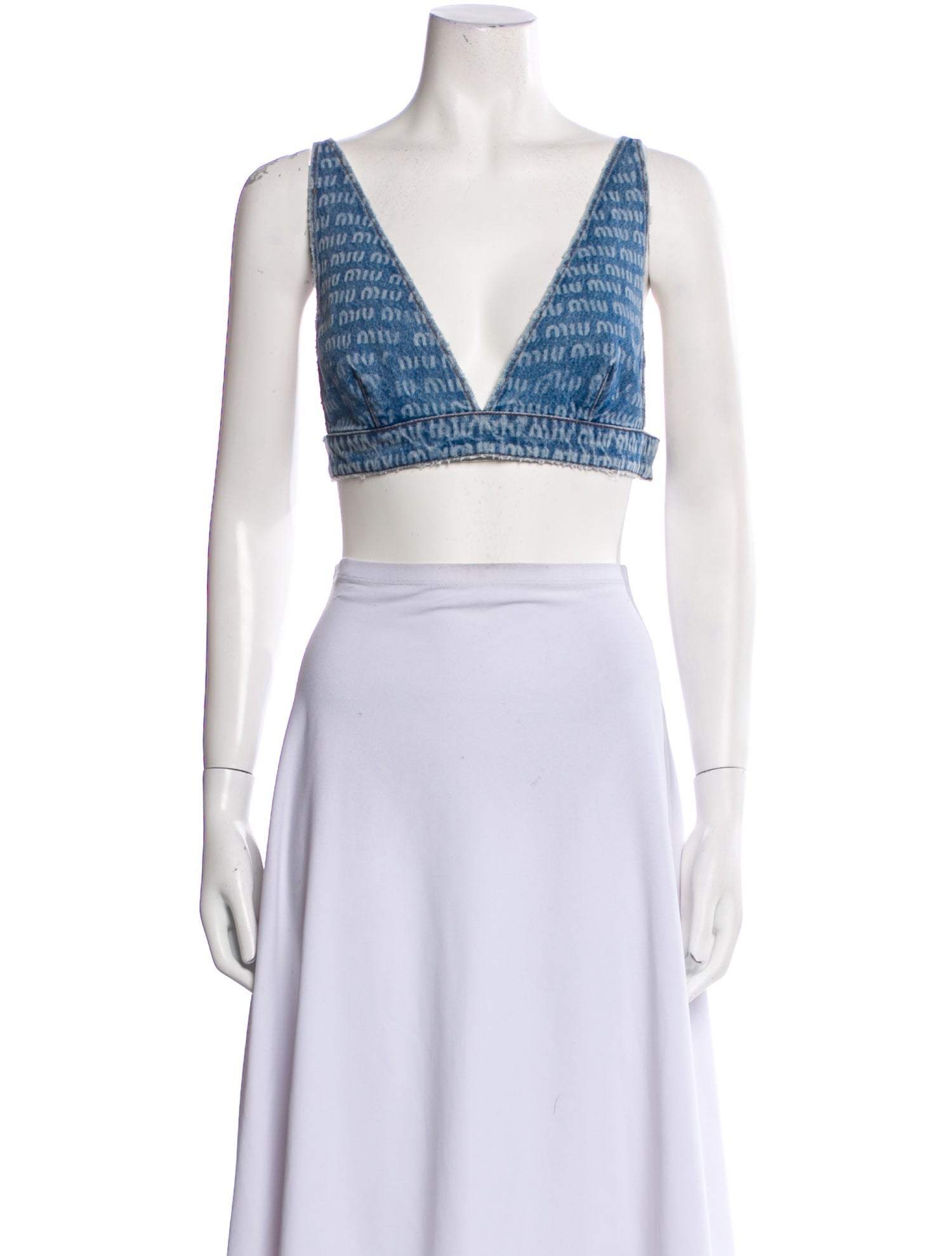 Miu Miu 2021 V-Neck Crop Top