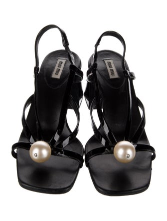 Miu Miu Patent Leather Slingback Sandals