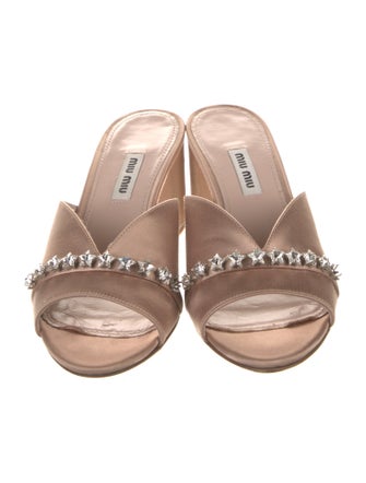 Miu Miu Satin Crystal Embellishments Slides