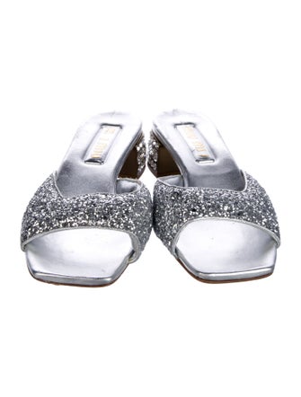 Miu Miu Leather Glitter Accents Slides