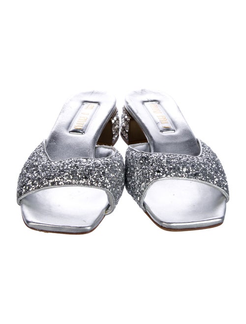 Miu Miu Leather Glitter Accents Slides