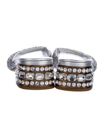 Miu Miu Leather Glitter Accents Slides