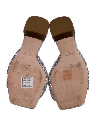 Miu Miu Leather Glitter Accents Slides