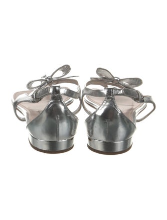 Miu Miu Patent Leather Bow Accents Slingback Sandals