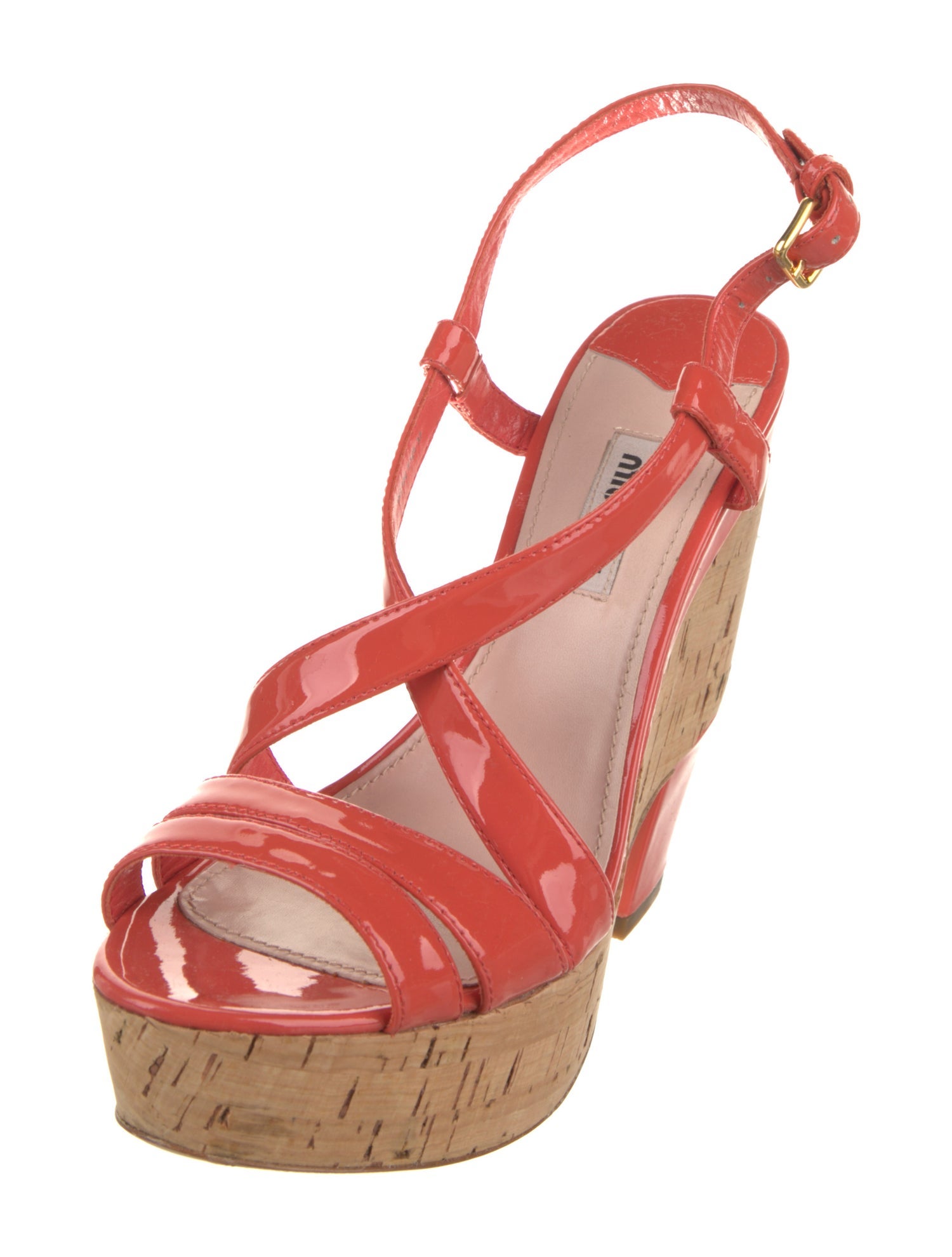 Miu Miu Patent Leather Slingback Sandals