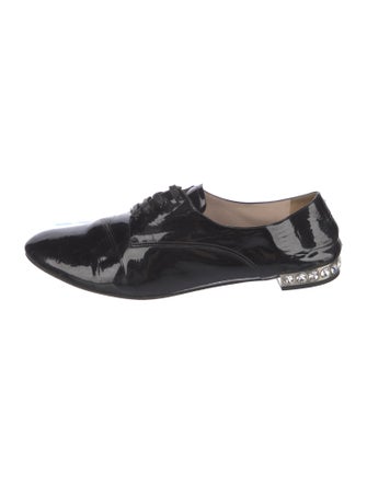 Miu Miu Patent Leather Crystal Embellishments Oxfords