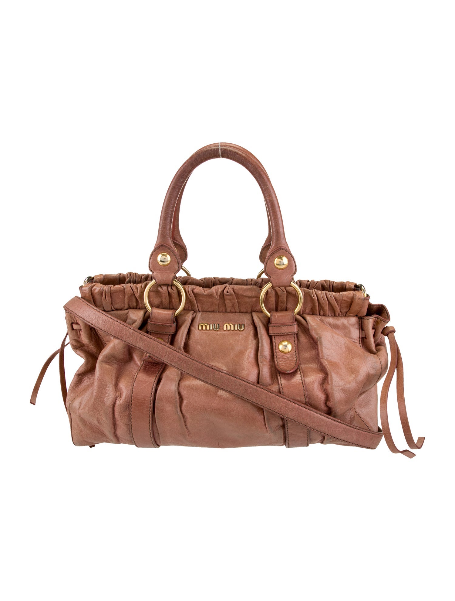 Miu Miu Leather Gathered Tote