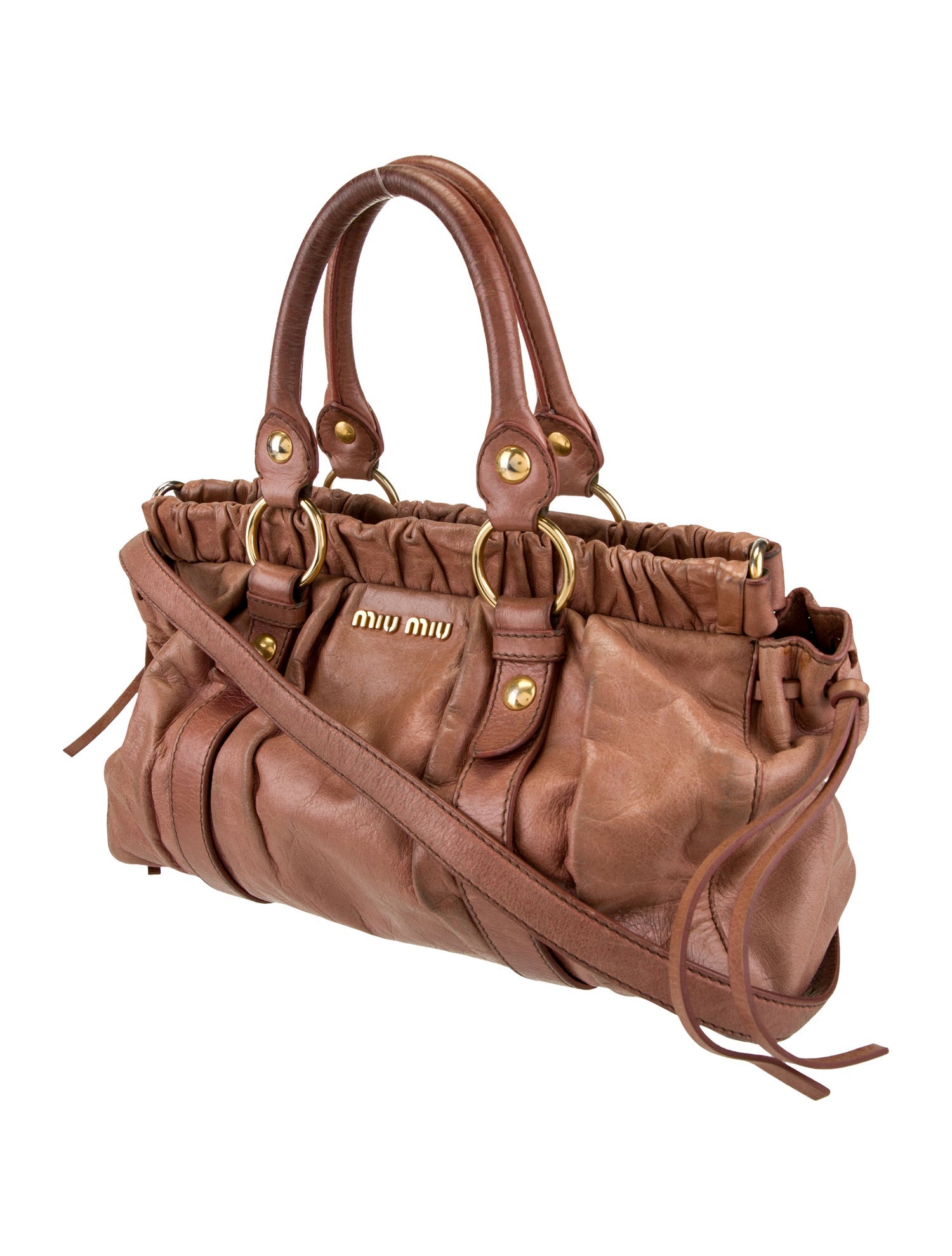 Miu Miu Leather Gathered Tote