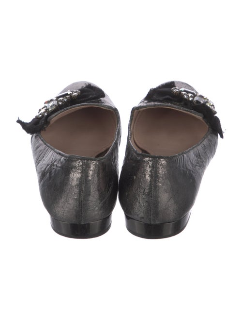 Miu Miu Leather Crystal Embellishments Loafers