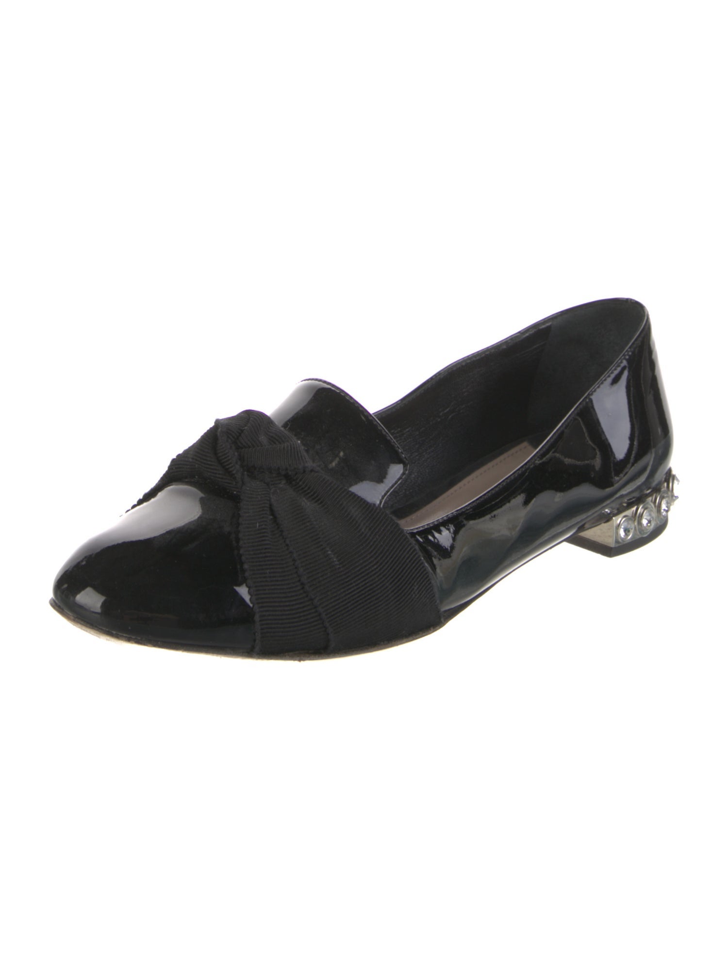 Miu Miu Patent Leather Bow Accents Loafers