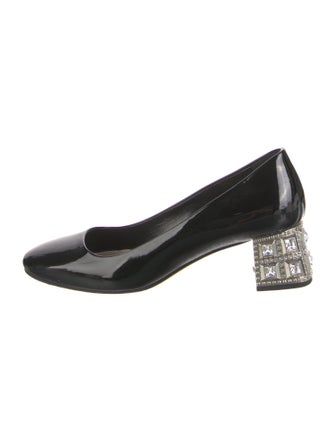Miu Miu Patent Leather Crystal Embellishments Flats
