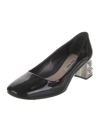 Miu Miu Patent Leather Crystal Embellishments Flats