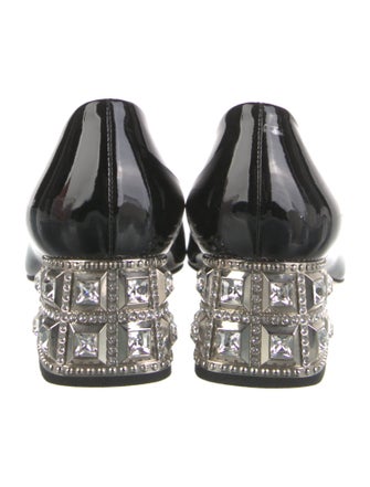 Miu Miu Patent Leather Crystal Embellishments Flats