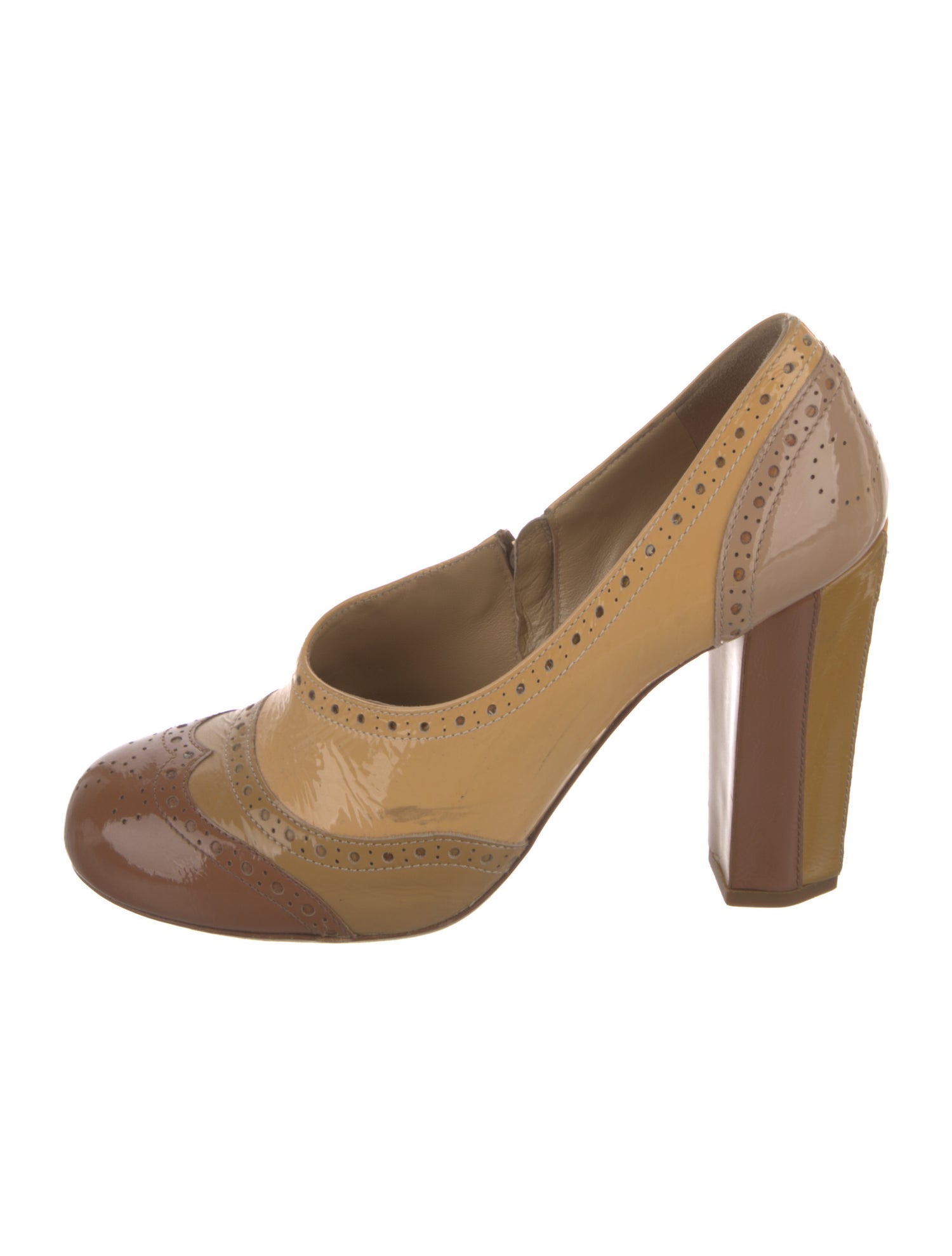 Miu Miu Patent Leather Lasercut Accents Pumps