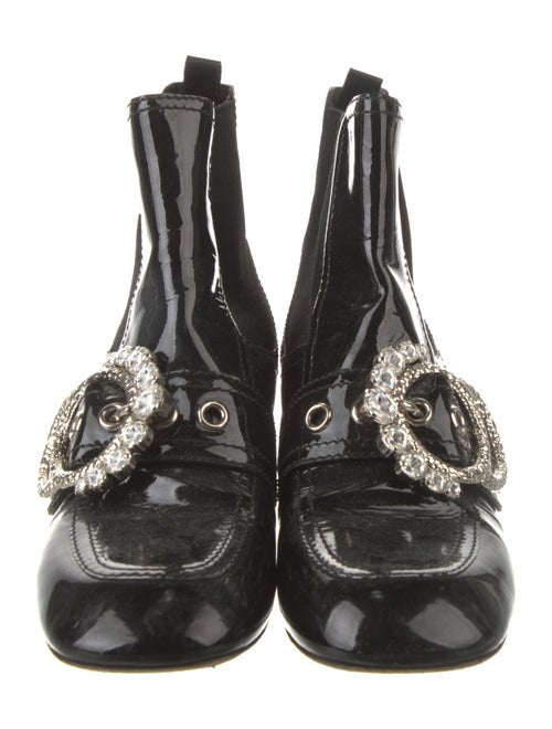 Miu Miu Patent Leather Crystal Embellishments Chelsea Boots