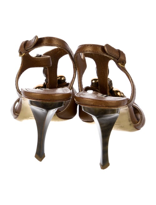 Miu Miu Leather Studded Accents T-Strap Sandals