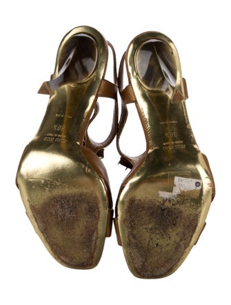 Miu Miu Leather Studded Accents T-Strap Sandals