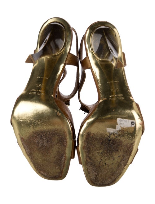 Miu Miu Leather Studded Accents T-Strap Sandals