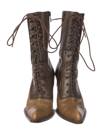 Miu Miu Leather Lace-Up Boots