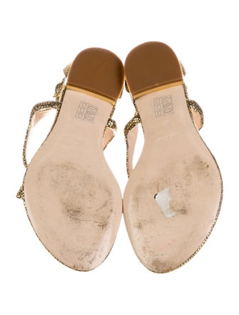 Miu Miu Leather Animal Print T-Strap Sandals