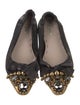 Miu Miu Leather Crystal Embellishments Ballet Flats