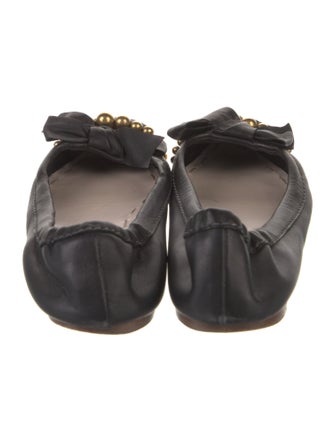 Miu Miu Leather Crystal Embellishments Ballet Flats