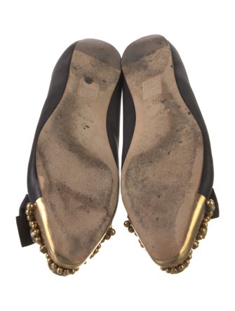 Miu Miu Leather Crystal Embellishments Ballet Flats