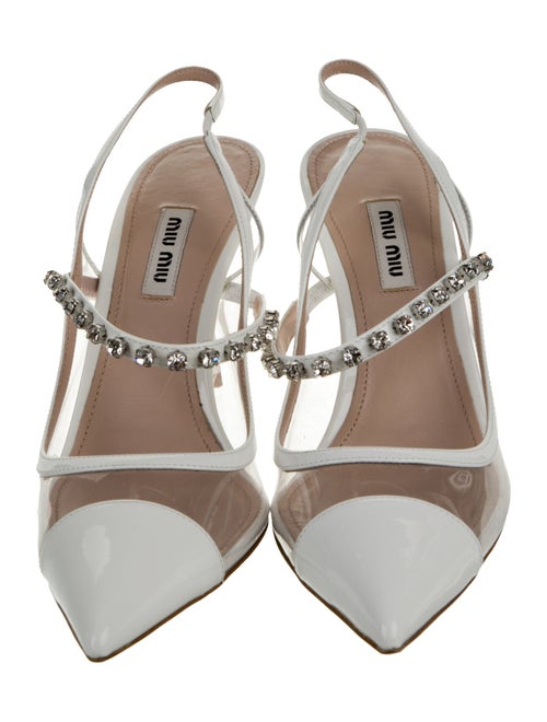 Miu Miu Patent Leather Crystal Embellishments Slingback Pumps