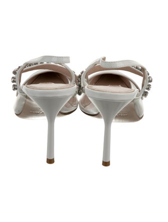 Miu Miu Patent Leather Crystal Embellishments Slingback Pumps