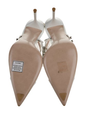 Miu Miu Patent Leather Crystal Embellishments Slingback Pumps