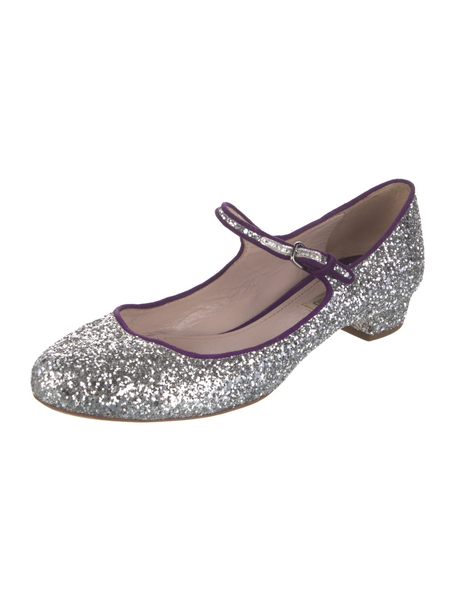 Miu Miu Glitter Glitter Accents Mary Jane Flats
