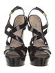 Miu Miu Patent Leather Leather Trim Embellishment Slingback Sandals
