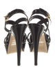 Miu Miu Patent Leather Leather Trim Embellishment Slingback Sandals