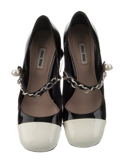 Miu Miu Patent Leather Chain-Link Accents Pumps