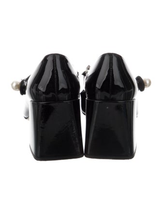 Miu Miu Patent Leather Chain-Link Accents Pumps