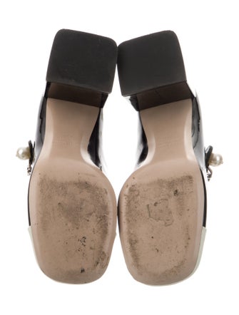 Miu Miu Patent Leather Chain-Link Accents Pumps