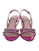 Miu Miu Patent Leather Crystal Embellishments Slingback Sandals