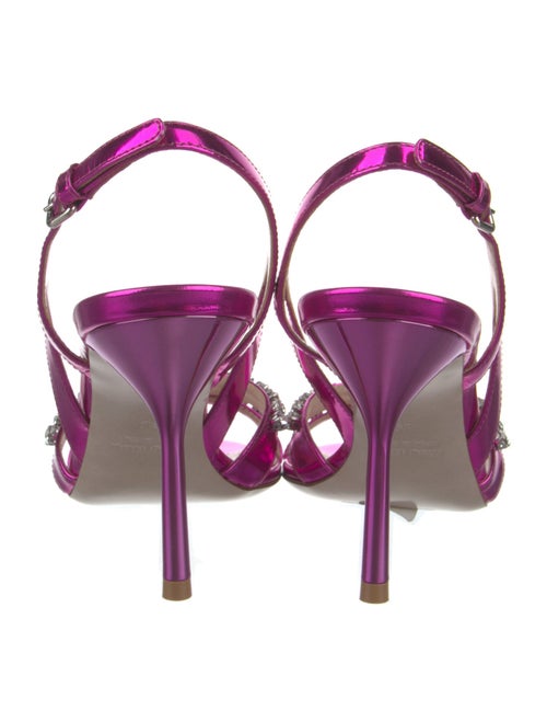Miu Miu Patent Leather Crystal Embellishments Slingback Sandals