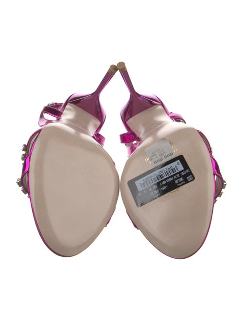 Miu Miu Patent Leather Crystal Embellishments Slingback Sandals