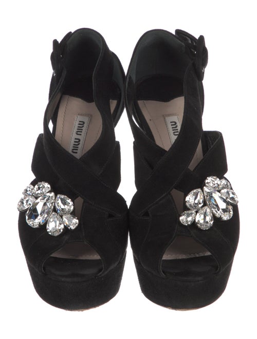 Miu Miu Suede Crystal Embellishments Mules
