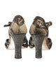 Miu Miu Leather Animal Print T-Strap Sandals