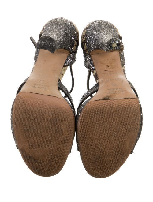 Miu Miu Leather Animal Print T-Strap Sandals