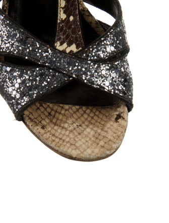 Miu Miu Leather Animal Print T-Strap Sandals