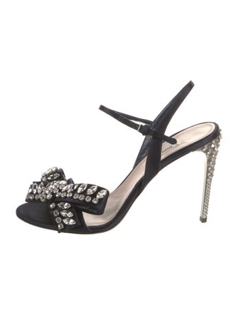 Miu Miu Satin Bow Accents Slingback Sandals