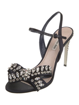 Miu Miu Satin Bow Accents Slingback Sandals