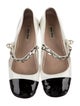 Miu Miu Patent Leather Chain-Link Accents Mary Jane Flats
