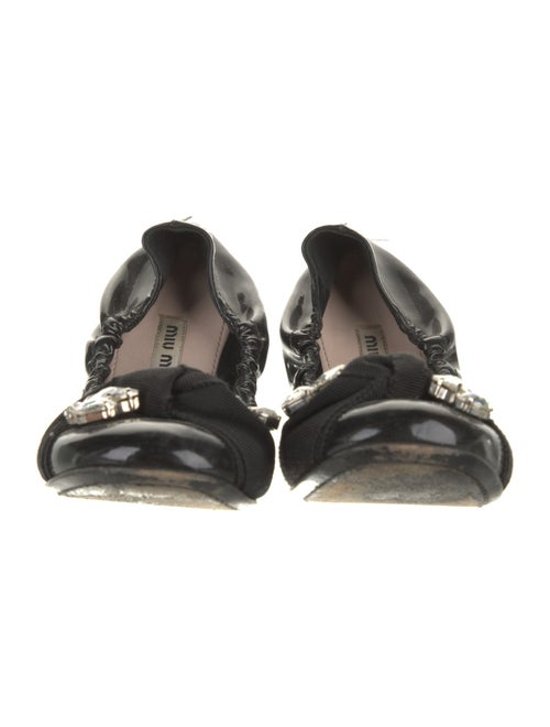 Miu Miu Patent Leather Crystal Embellishments Ballet Flats