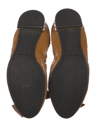 Miu Miu Patent Leather Bow Accents Ballet Flats